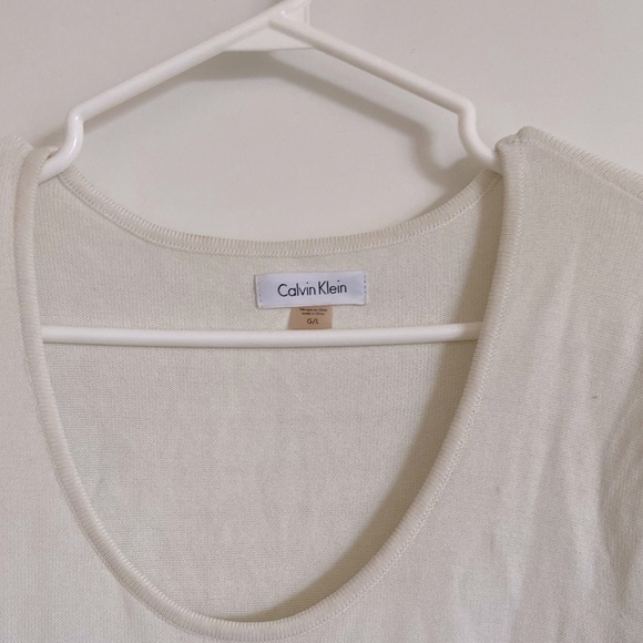 White   Calvin Klein stretchy fringy dress - Picture 3 of 5